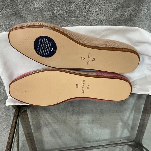 Rothy’s Marta Ferri Women’s Beige Pink Square Toe Flat Size 8.5 US - Picture 8 of 10